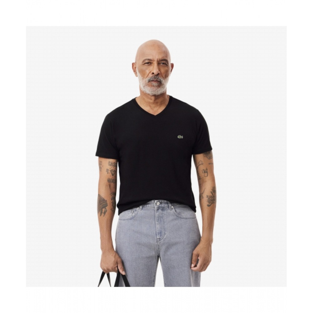LACOSTE メンズベーシック Vネック Tシャツ [ブラック]