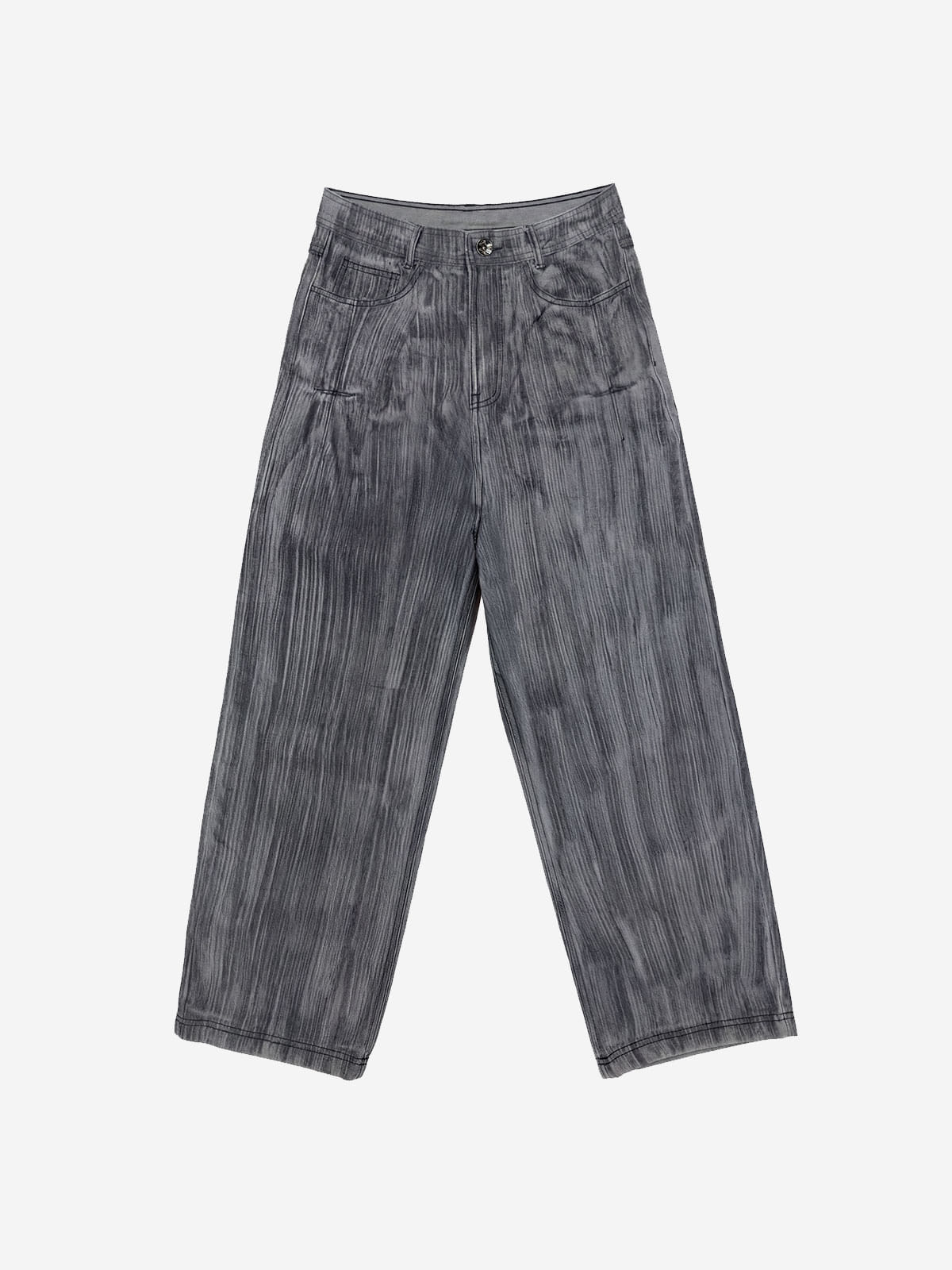 【BLR】26SS Brushed Oil Washed Wide Denim Pants Grey
