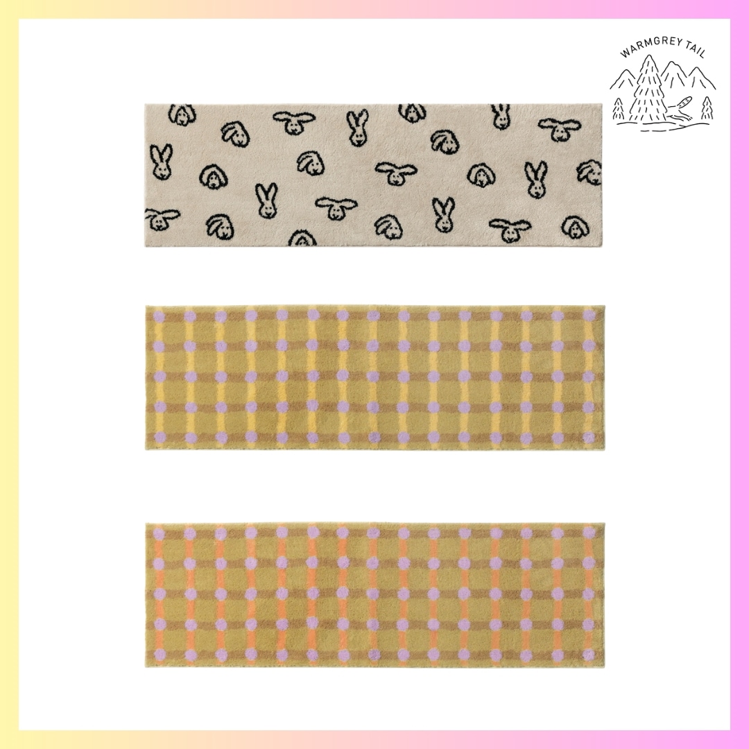 [WARMGREY TAIL] RUG - 4 Colors + FREE OMAKE ラグ ラグマット カーペット マット 大判 正方形 / 長方形 滑り止め付き 洗える ラグ
