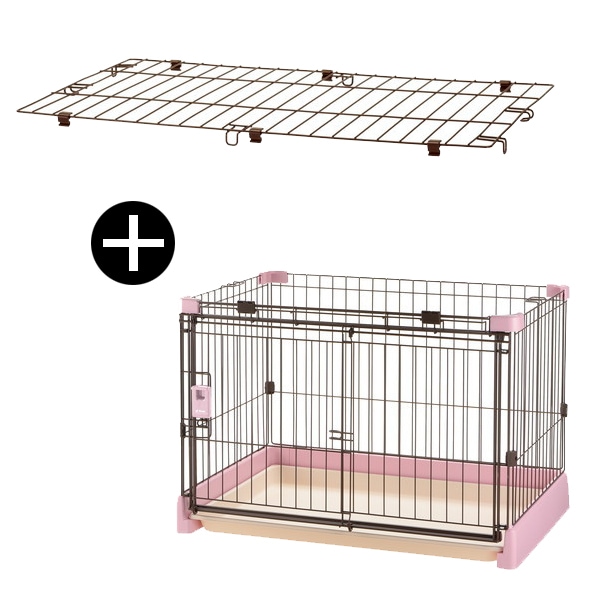 もっとお掃除簡単ペットサークル 90-60 ライトピンク + 屋根面セット