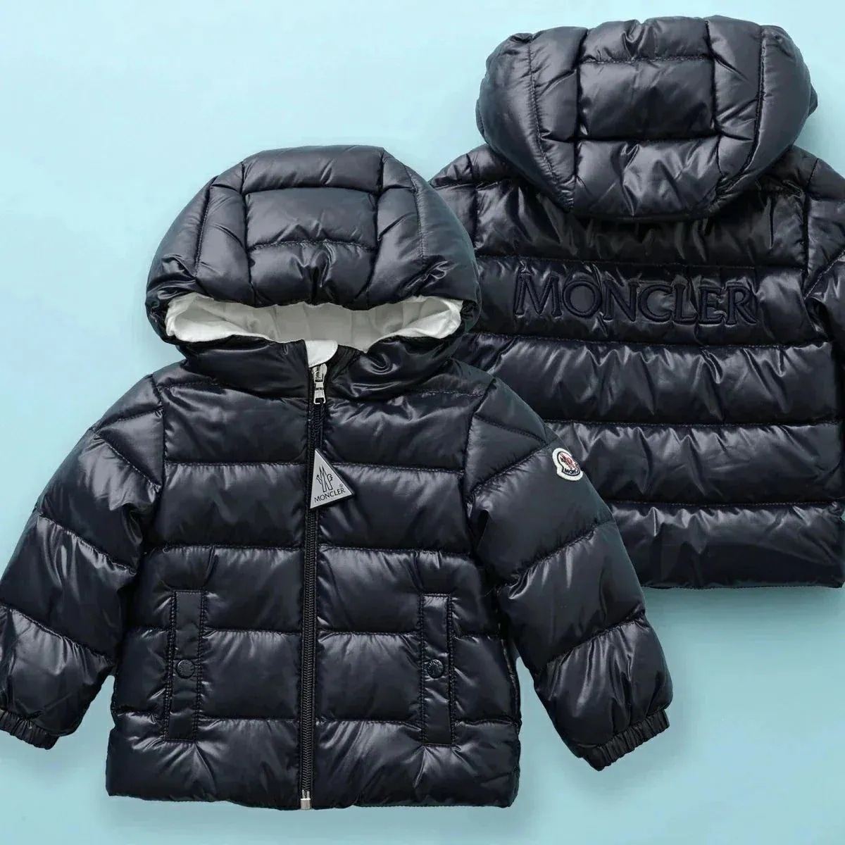 MONCLER BABY モンクレール ベビー ダウンジャケット ANAND アナンド 1A00006 5963V ボーイズ ナイロン フード付き ロゴ 刺繍