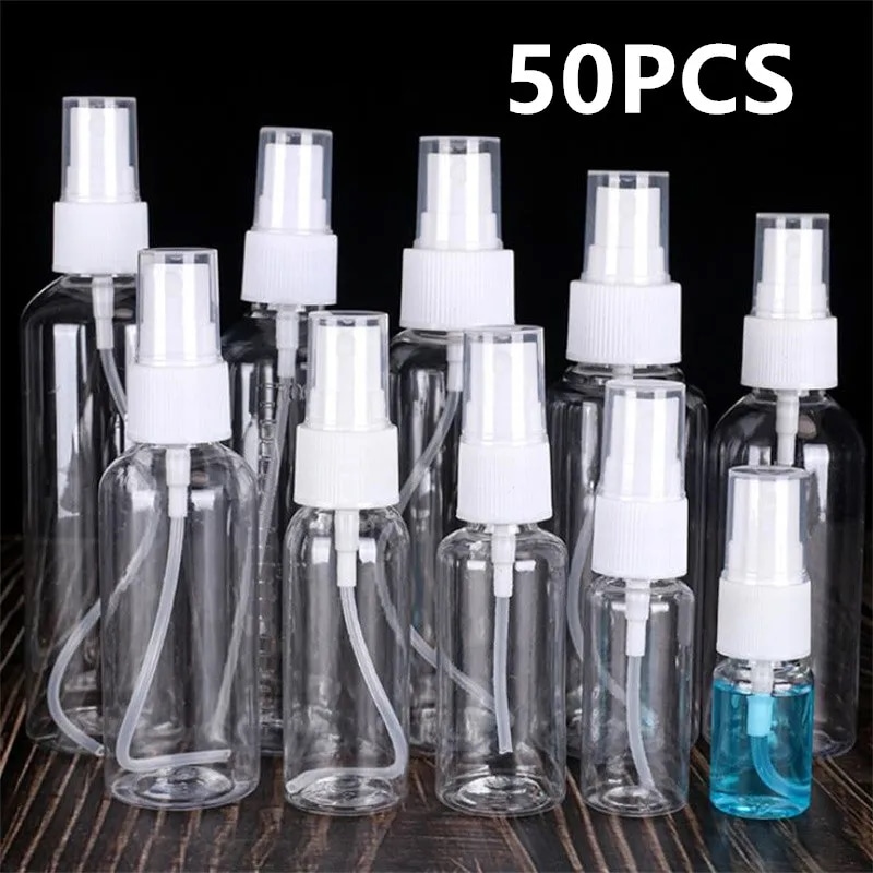 ポータブルスプレーボトル,空の容器,噴霧器,トラベル香水瓶,アルコールボトル,10ml, 50ml, 100ml,卸売り,50個