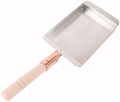 遠藤商事 TKG 銅玉子焼き 関西型 13.5cm 幅135×奥行180mm ガス火対応 質量(kg)0.68 銅の優秀な熱伝導率ですばやい調理可能 木製ハンドル(取付必要) 業務用 BTM0401