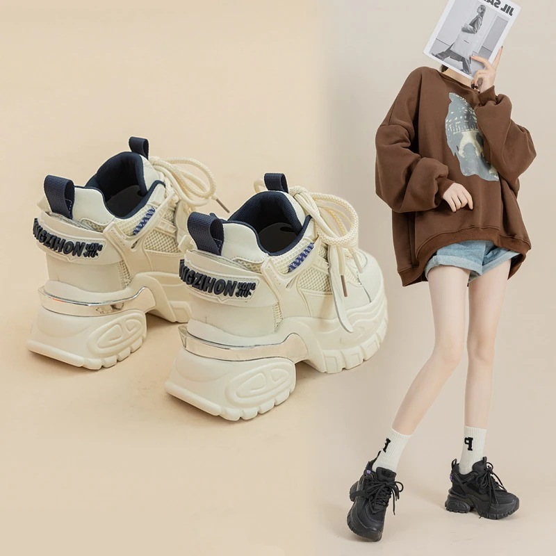 厚底シューズ レディース本革通気性韓国厚底スニーカー レディース人気美脚疲れない軽量靴スニーカー 厚底スニーカー