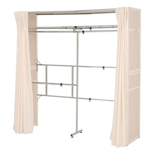伸縮クローゼット 棚付き ホワイト・幅115195×奥行55×高さ194cm VR-7241WS 16,493円
