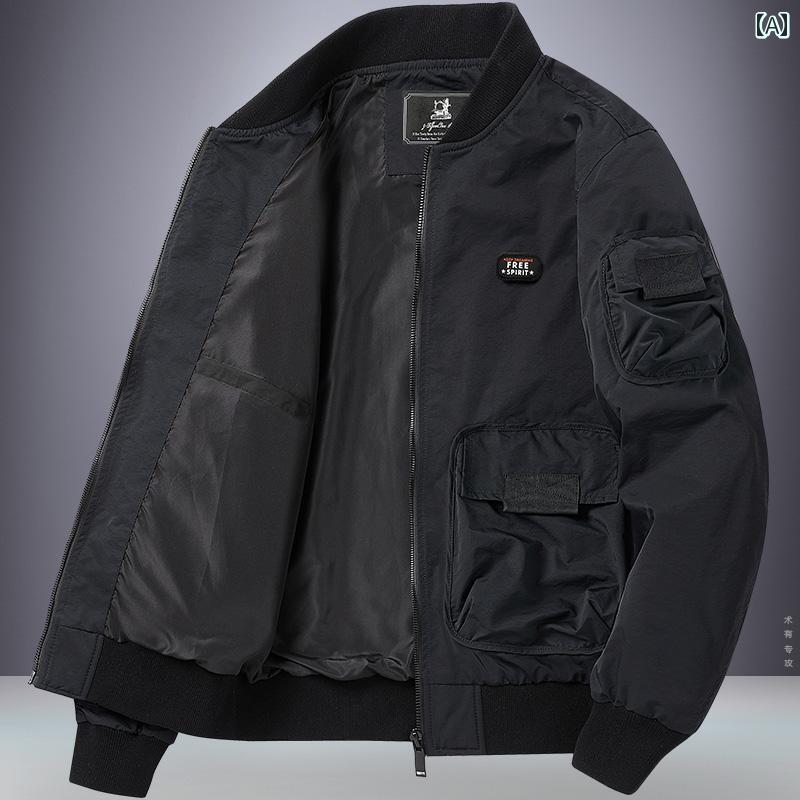メンズ ファッション ワークジャケット 春 薄手 涼しい スタジャン カジュアル トレンド 快適 春秋 ジャケット