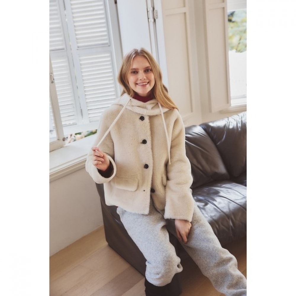 (ヘッジズレディース) 24FW ベージュソリッドシープファーダブルサイドジャケット HSJA4D101I1