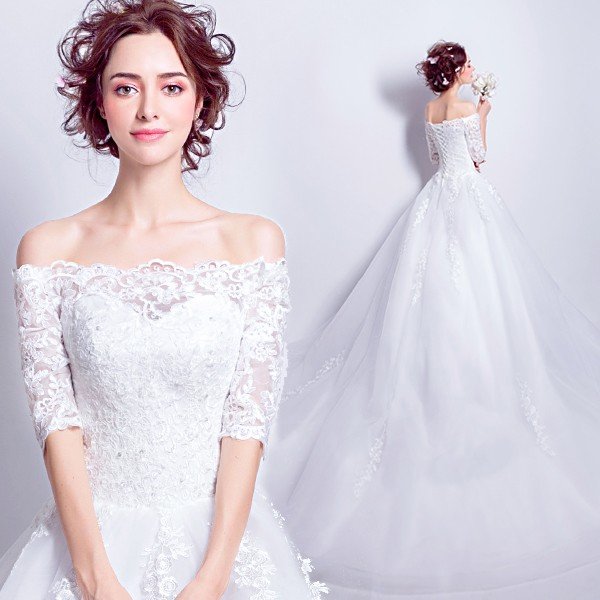 人気ドレス ウエディングドレス 袖付き 二次会 ウェディングドレス 安い 秋冬 結婚式 プリンセス エンパイア 花嫁 ドレス 披露宴 ロングドレス ブライダル 大きいサイズ