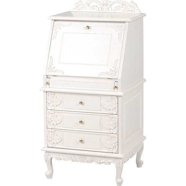 ライティングテーブル おしゃれ アンティークホワイト 白 かわいい