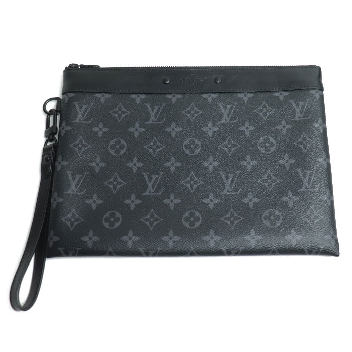 LOUIS VUITTON ルイ・ヴィトン ポシェット トゥ ゴー クラッチバッグ モノグラム エクリプス ブラック M81569 ICチップ メンズ 中古