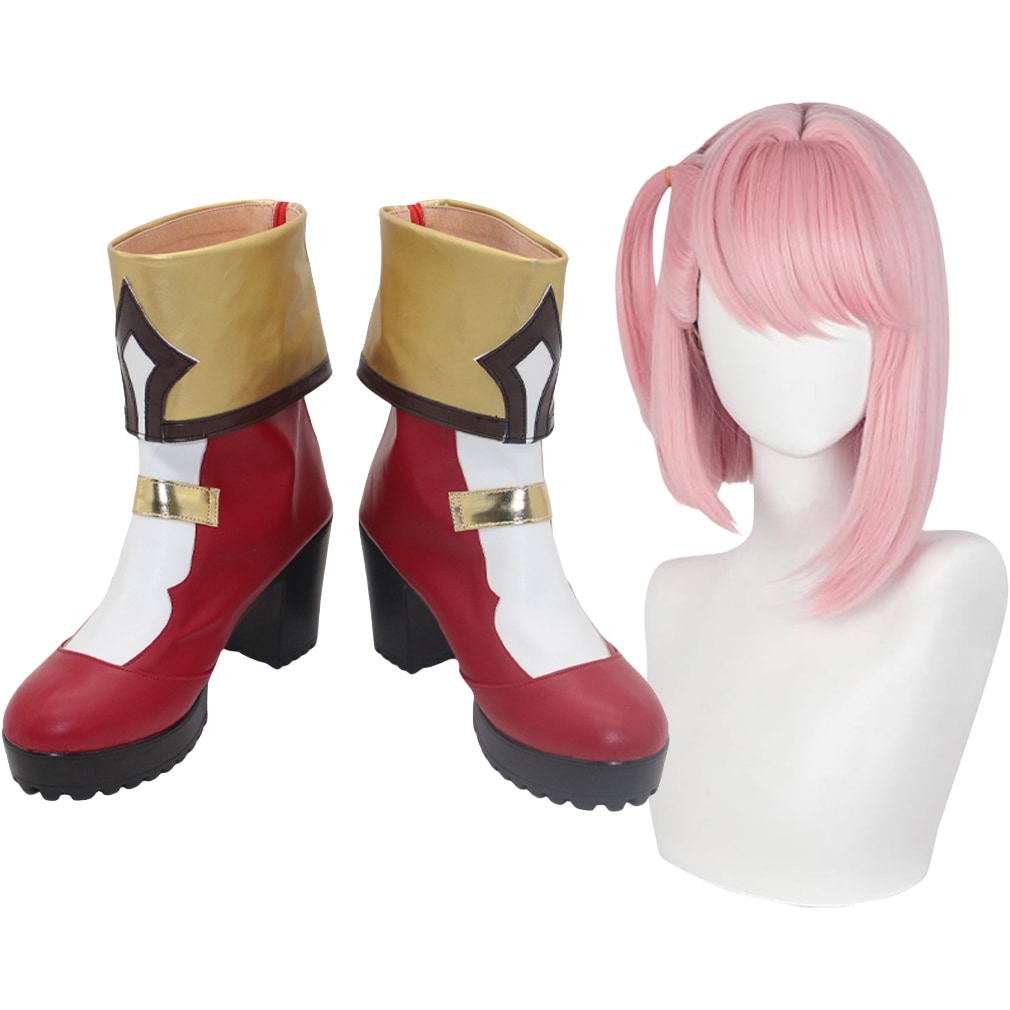 コスプレ靴 シャルロット 原神 ウィッグ付き コスチューム げんしん 変装用 下駄 シューズ 長靴 コスプレ クリスマス ハロウィン