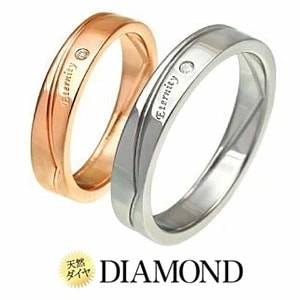 送料無料！ sr0144-pair ペアリング ステンレス ダイヤモンド BOX付きペアセット 天然