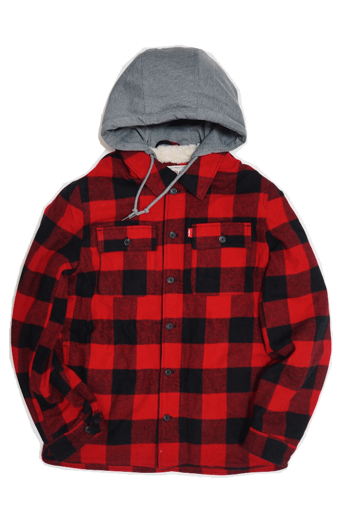 【在庫処分】 ボア シャケット ジャケットシャツ レッド バッファロー LM9RC684