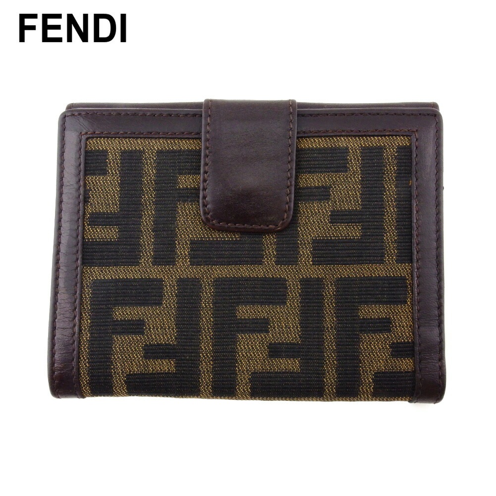 Wホック 財布 二つ折り ミニ財布 ズッカ レディース メンズ ブラウン ベージュ ブラック 中古