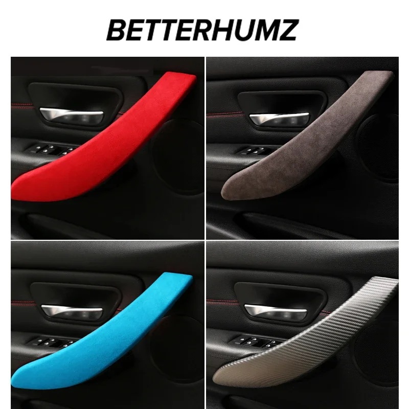 BMW F30 F31 F32 F34 F36 3/4シリーズ用 アルカンタラ ドアハンドルアームレストトリムカバー 2点セット 内装アクセサリー 輸入品