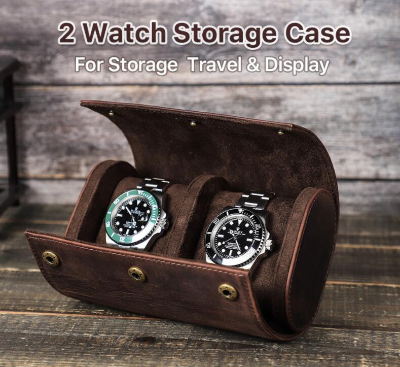 タイムセール父の日 腕時計ケース 本革 牛革 復古 時計ケース 2本用 長方形 ウオッチケース 収納ボックス コレクションケース 持ち運び 便利コンパクト プレゼント 見せる収納 メンズ 高級コーヒー