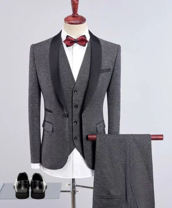 ギフト 8色メンズタキシード3点セット　紳士服メンズスリーピーススーツセットアップ　やや厚め春秋冬用　ジャケット　パンツ　ジレベスト　おしゃれビジネススーツ　結婚式二次会パーティーフォマールウエア　司