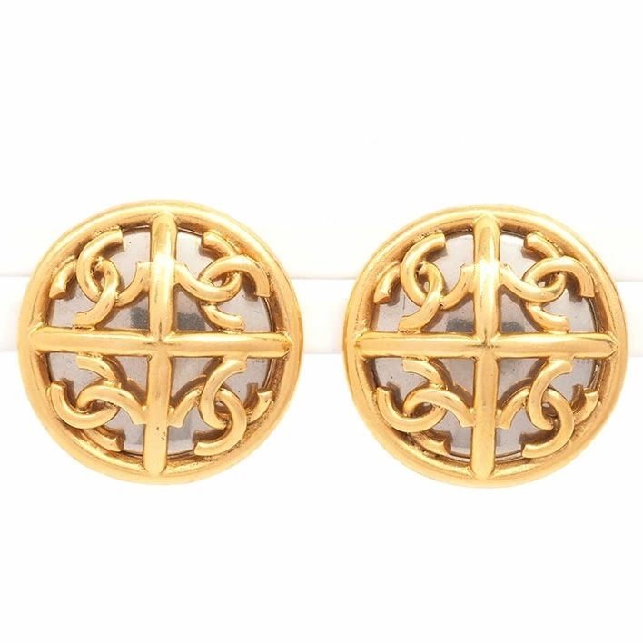 シャネル ココマーク 透かし ミラー ラウンド クリップタイプ 【イヤリング】