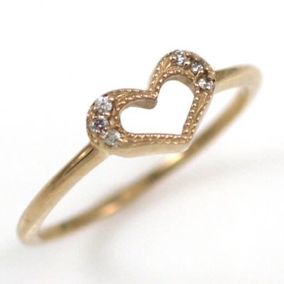 ( Brand Jewelry me. ) K18ピンクゴールドダイヤモンドピンキーリング（ハートモチーフ）楽ギフ_包装