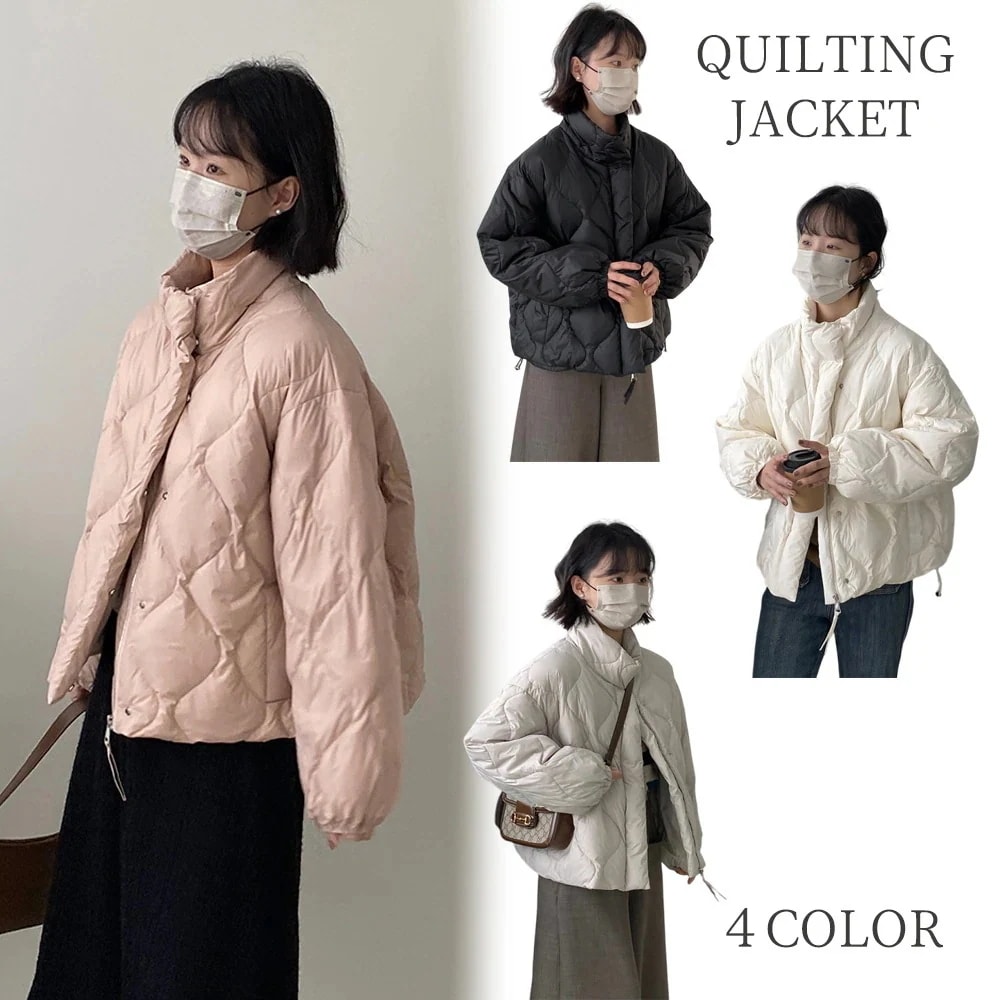 [最安値挑戦]！秋冬定番アウター!!ダウンキルティングジャケット好バランスのショート丈ダウン80％コートアウタージャケットスタンドカラーレディース