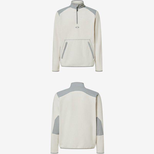 ライトグレー ゴルフフリース長袖 ハーフネック4/1ジップアップTシャツ ソフトタッチ 保温 ピクニック 楽な作業着 団体服 基本ラウンドTシャツ