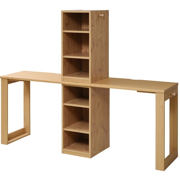 JKプラン FWD-0001SET-NA ナチュラル witsシリーズ [学習ツインデスク（収納ラック付き）] メーカー直送