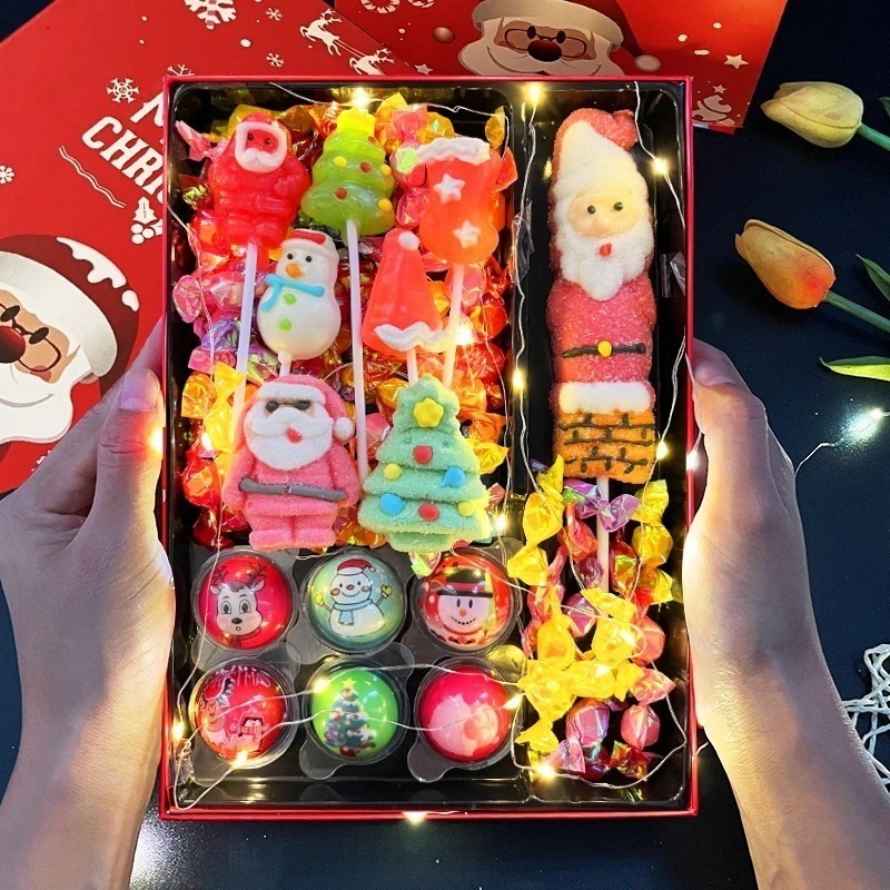 マシュマロとロリポップが入ったクリスマスキャンディギフトボックスクリスマスシーンの装飾スナックギフトパッケージ お菓子 大人 子供 誕生日プレゼント