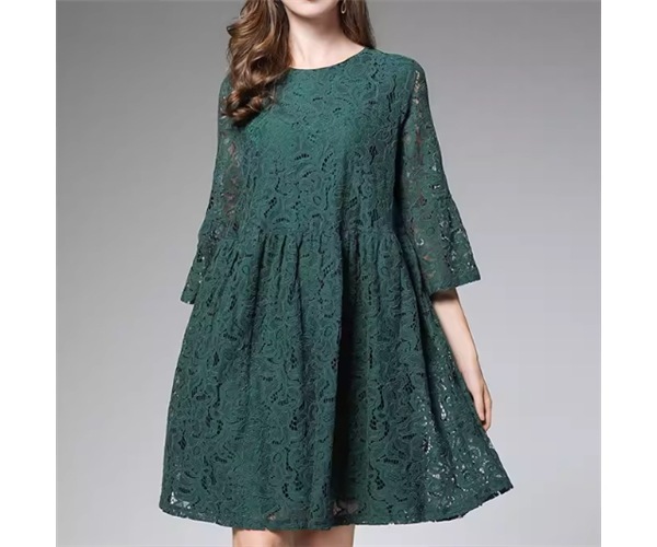 レディース ワンピース プルオーバー ドレス 膝丈 膝上 ミドル丈 7分袖 ベルスリーブ ラウンドネック フェミニン レース かわいい 大人可愛い きれいめ カジュアル 上品 おしゃれ ガーリー 8,953円