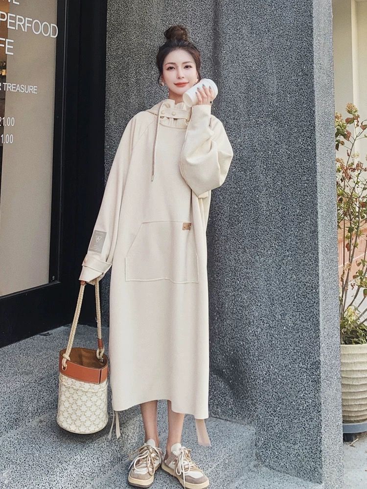 高級感 気質 おしゃれ スウェット ワンピース フード付き 春秋 ワンピース ゆったり 長袖ワンピース ロング ワンピース