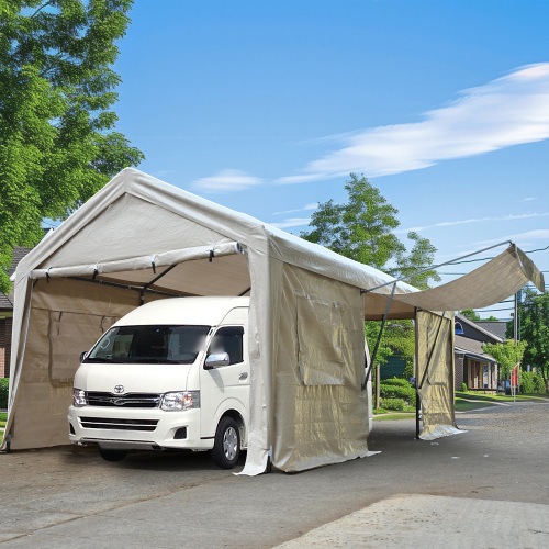 【UV·防水 上開きドア】テント 車庫テント ガレージテント 3×6m UV ガレージテント カーポート 軽自動車用 大型 車 駐車 スチール製 頑丈 仮設倉庫 タープテント