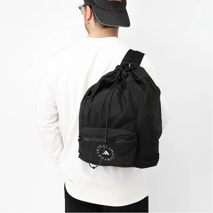 HS3381 ロゴジムサック バックパック ブラック スポーツ リュックサック ドローコード 軽