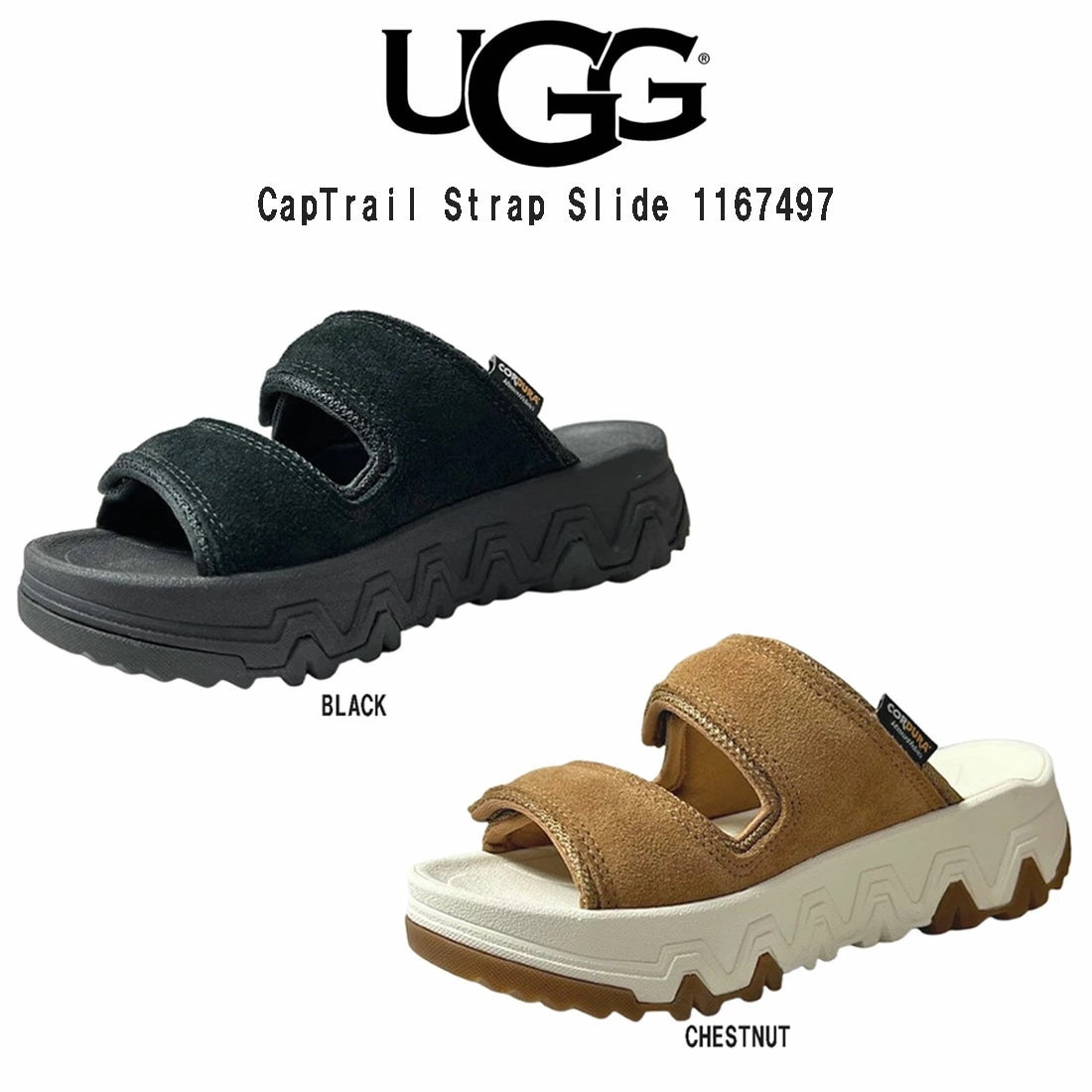 (SALE)UGG レディース キャップトレイル ストラップ スライド サンダル スエード 調節可能 厚底 春夏 スリッパ W CapTrail Strap Slide 1167497