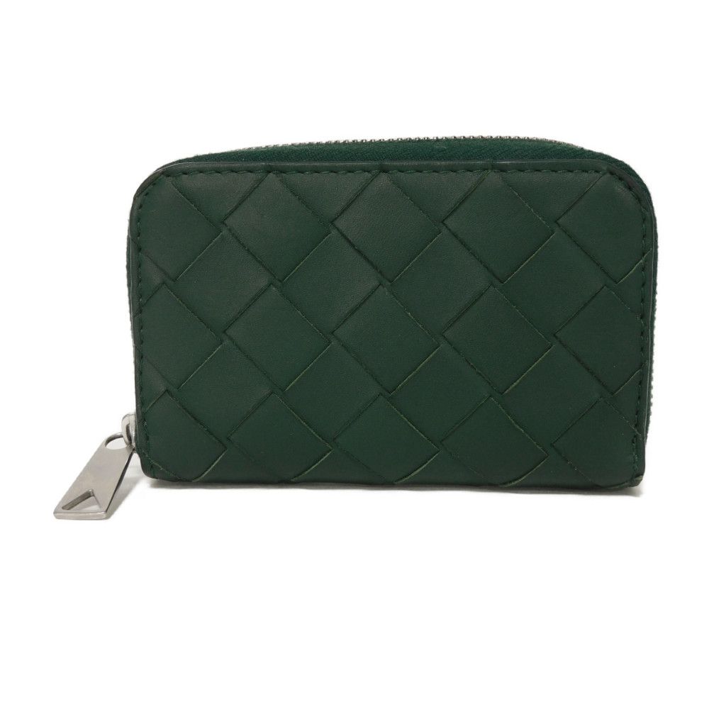 【中古】BOTTEGAVENETA コインケース カーフ ネイビー ラウンドファスナー RFID コインパース マキシ イントレチャート 620348