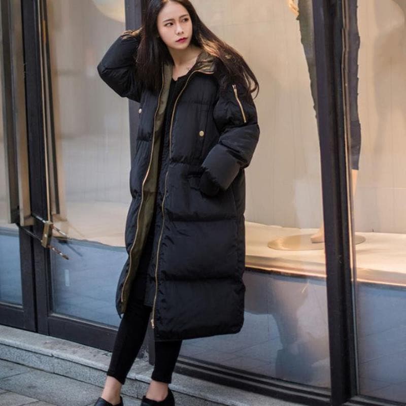 人気沸騰新柄追加 中綿コート レディース ロング フード付き ゆったり 無地 黒 カジュアル 冬 アウター