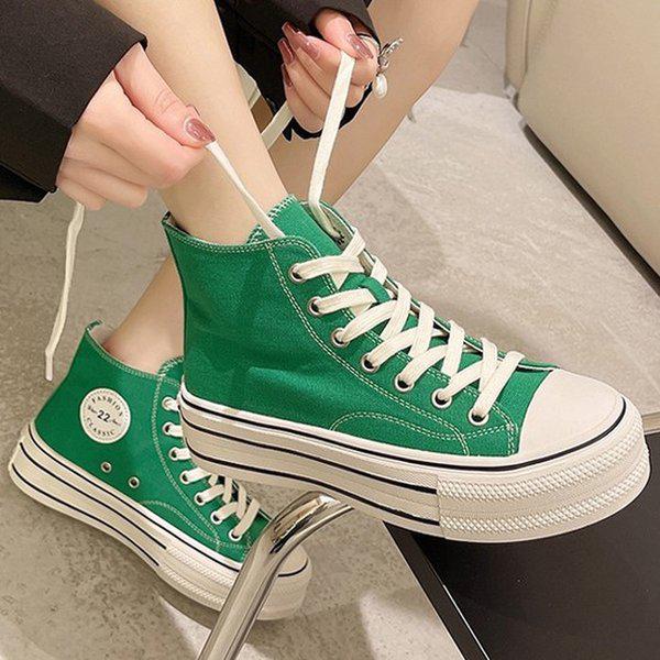 [シューズ] キャンバス厚底ハイ 女性 レディース スリッポン スニーカー 4cm/4color sjoj2390