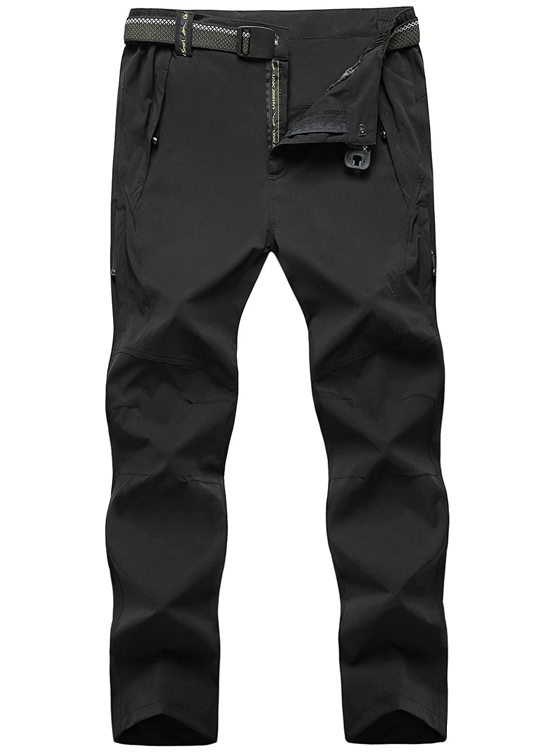 [YSENTO] アウトドア パンツ メンズ フィッシングパンツ 撥水加工 速乾 ストレッチ ベルト付 登山 釣り トレッキング 作業 (ブラック,M)