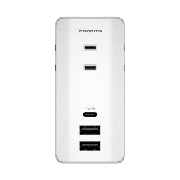 （まとめ） 多摩電子工業 ACタップ＆USBPD20W ホワイト TSK118U2CW 1個 3セット