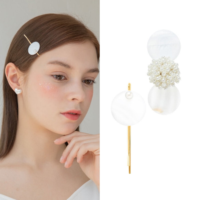 [2set]ミドルパールヘアピン 女性らしいヘアピン 韓国女性アクセサリー 韓国ストリートファッション デイリーアクセサリー