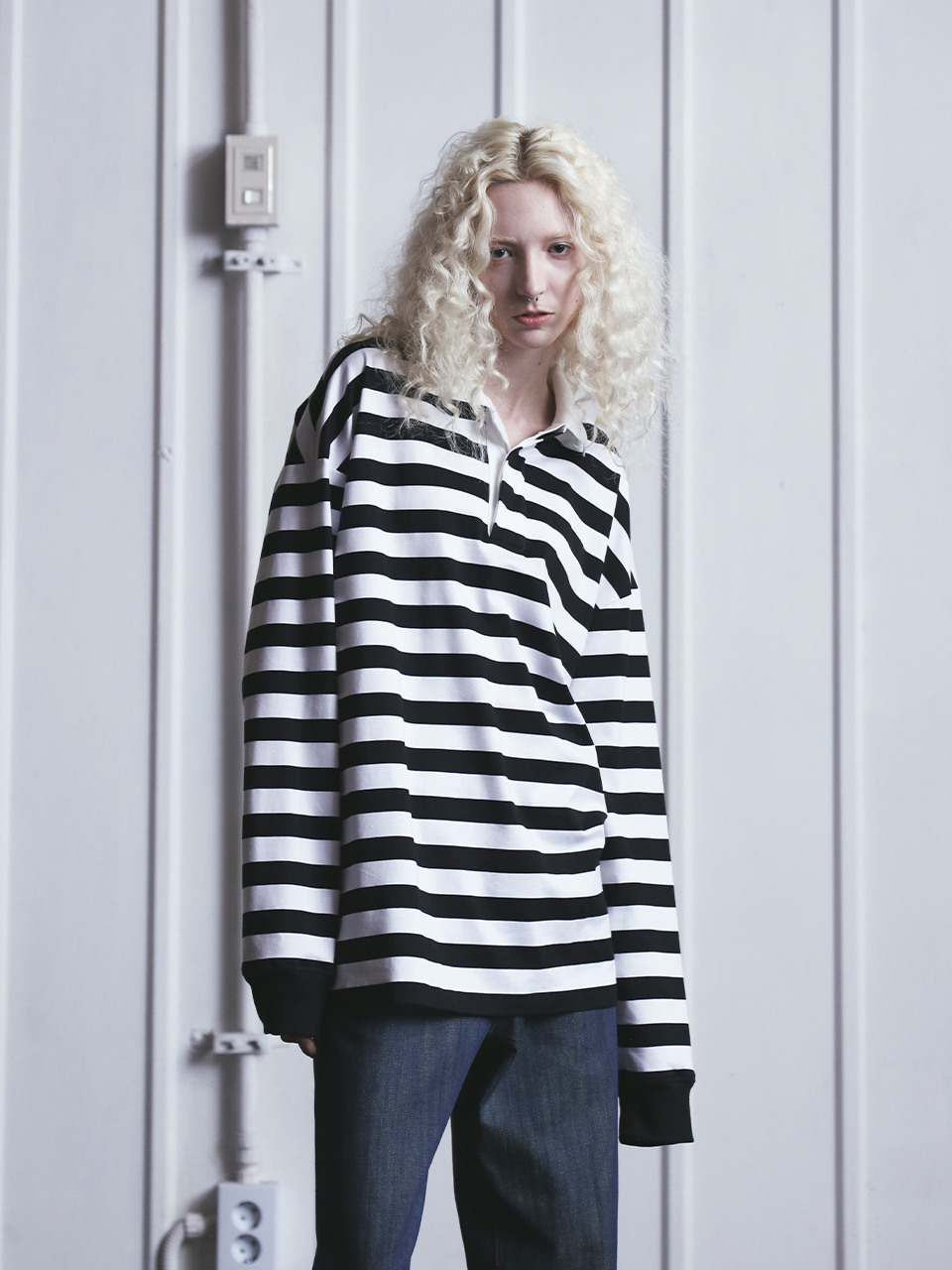 コネクト X オーバーサイズ P ストライプ 長袖 ドロップショルダー T