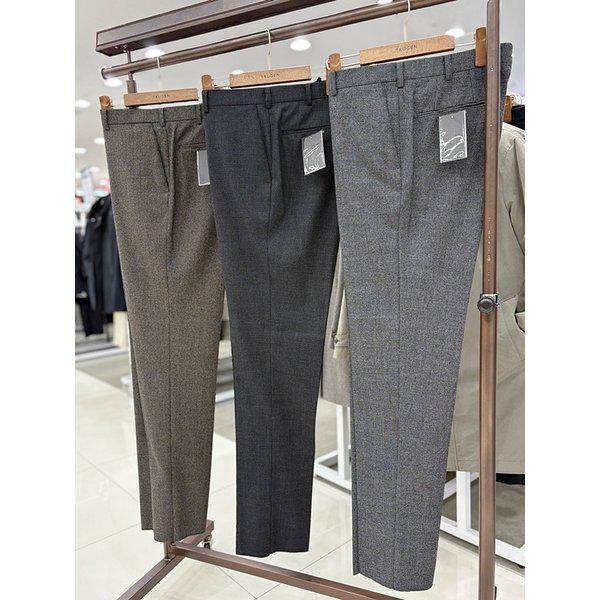 男性40インチビッグサイズウール混紡3シーズンマイクロミニチェック柄ストレートスーツパンツ3カラー_JK