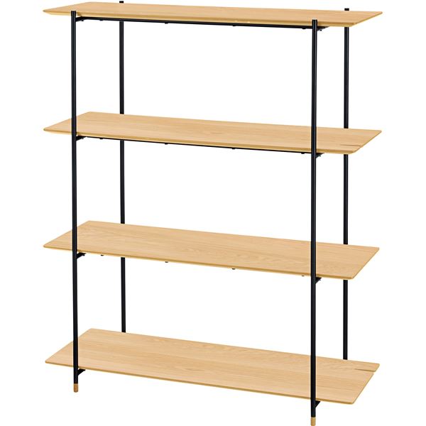 本棚/ブックシェルフ 4段 オーク 幅108cm奥行41cm高さ131cm スチール リビング ダイニング 寝室 組立品