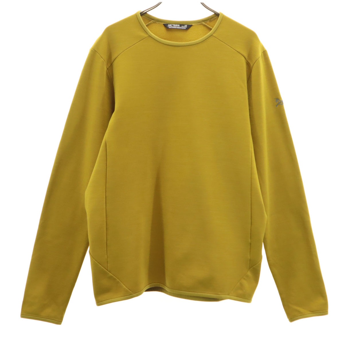 長袖 カイヤナイトテク ウール クルーネック カットソー S マスタード系 裏フリース アウトドア メンズ 古着