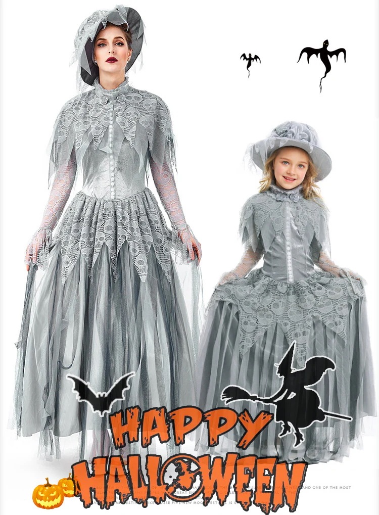 S～XLハロウィン衣装 大人 女性用 子供用 女の子 ブラッドウェディングガール ガイコツ ゾンビ コスチューム ハロウィン 衣装 レディース ハロウィーン