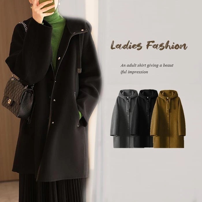 チェスターコート レディース ロングコート フード付き トレンチコート 長袖 ラシャコート コート スプリングコート アウター パーカー ノーカラー ロング丈 大人 上品 オフィス 秋コート 秋冬 フ