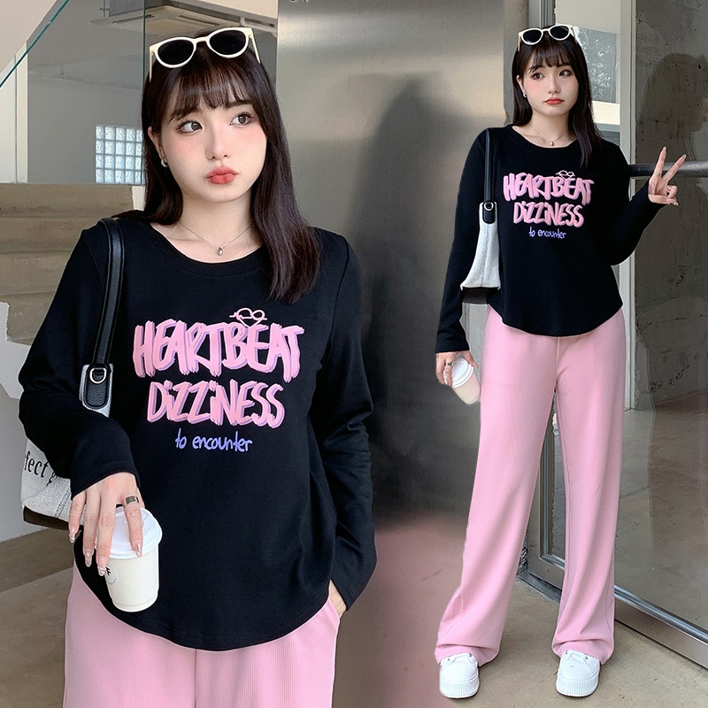 5L 4L 秋冬 韓国 大きいサイズ 長袖ニットトップス レディースシャツブラウス タイト ストレッチ 30代 40代 50代 60代大きいサイズの婦人服の秋m潮tシャツ衣酷減齢アーチの裾シャツの外に