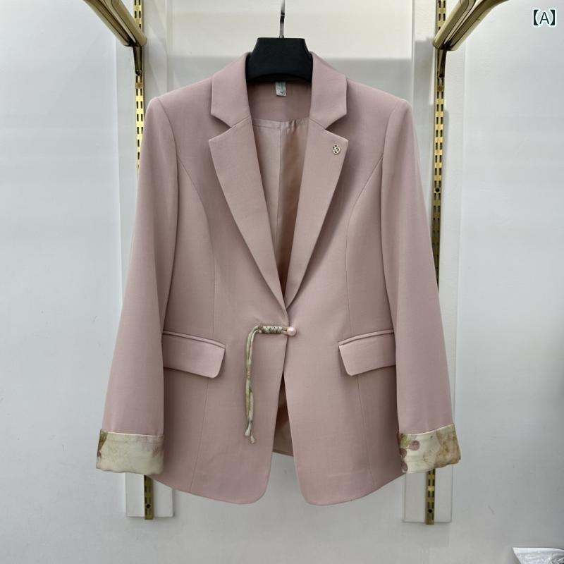 スーツ　ジャケット　カジュアル チャイナ風 民族 風 スーツ ジャケット 女性 2025 春秋 ホット スタイル 高級 カジュアル ショート 唐装 トップ 5,054円