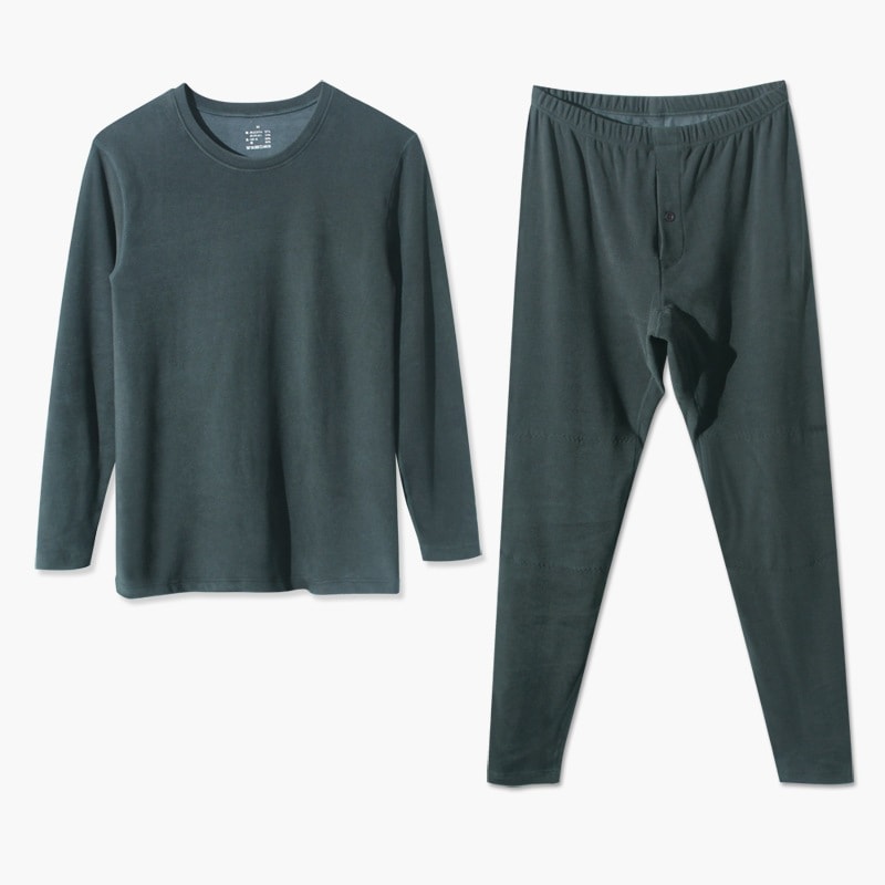 男性用冬用サーマル下着セット綿とベルベットの混合両面ベルベット男性用の厚いラウンドネックサーマルスーツ