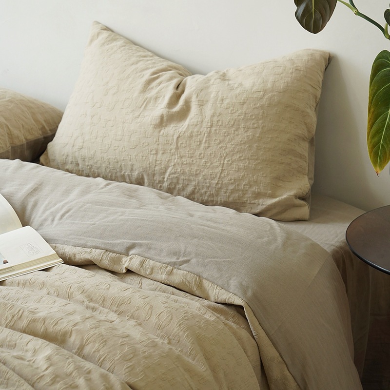 クラスa優先二重層糸ジャクアードコットン4ピースセットピュアコットン日本風の肌にやさしいヌードスリーピングb＆bベッジ