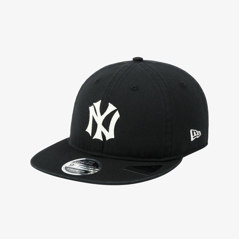 MLB クーパーズタウン ニューヨーク ヤンキース フェルト アップリケ レトロ クラウン ストラップバック ブラック 14881427