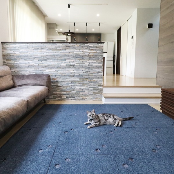 ラグタスNIKUKYU タイルラグ てくてく肉球 NV ネイビー [約50x50cm／10枚セット] 13,488円